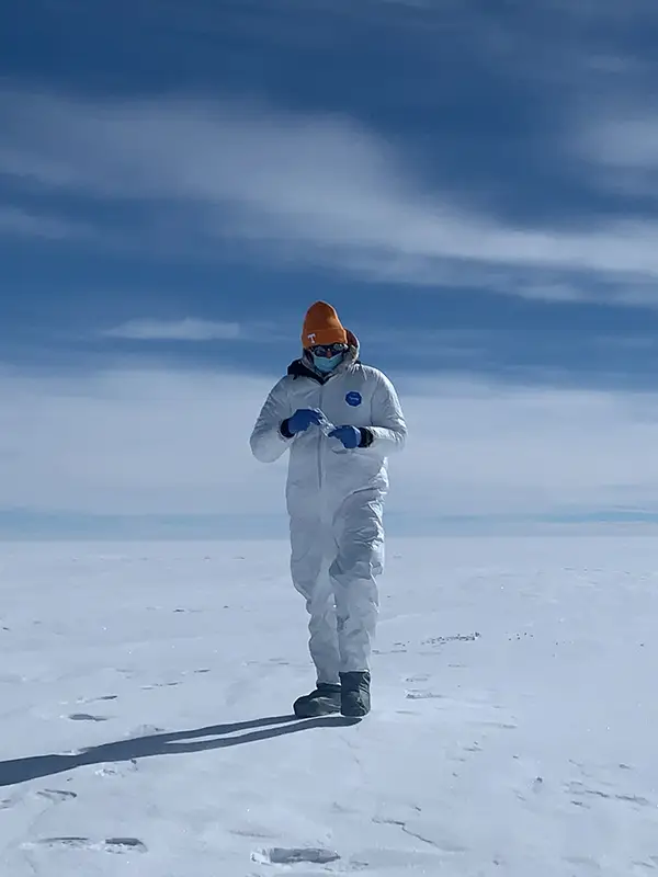 Researcher in the snow